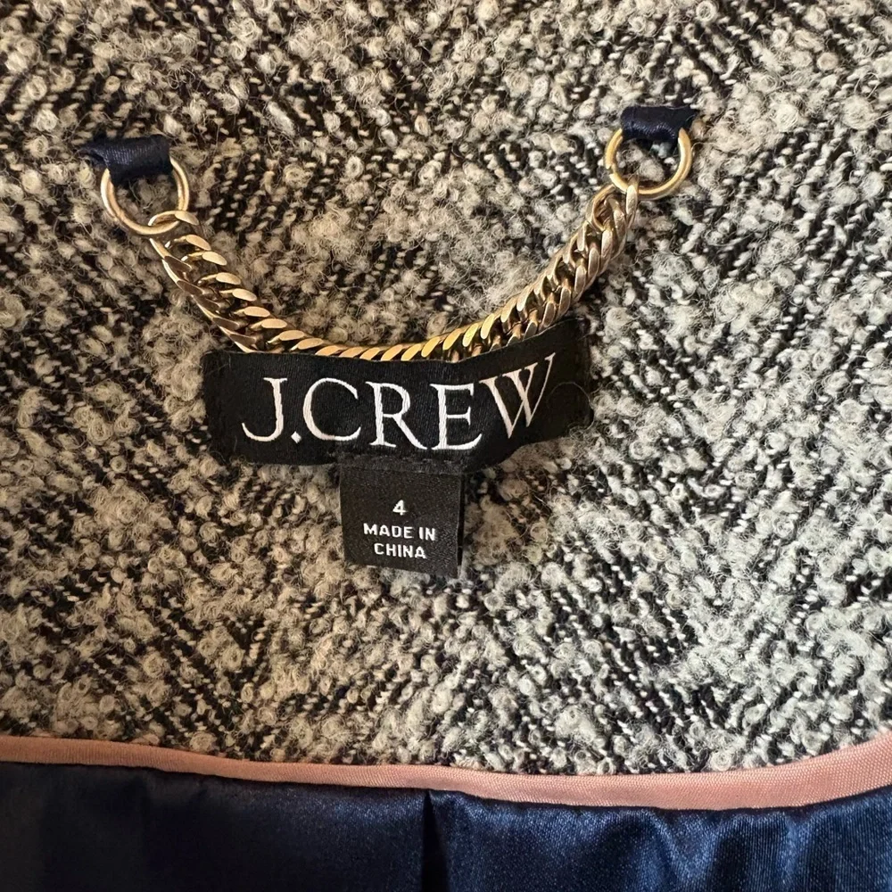 J.Crew Relaxed Double-Breasted Blazer in Italian Flecked Herringbone Size 4